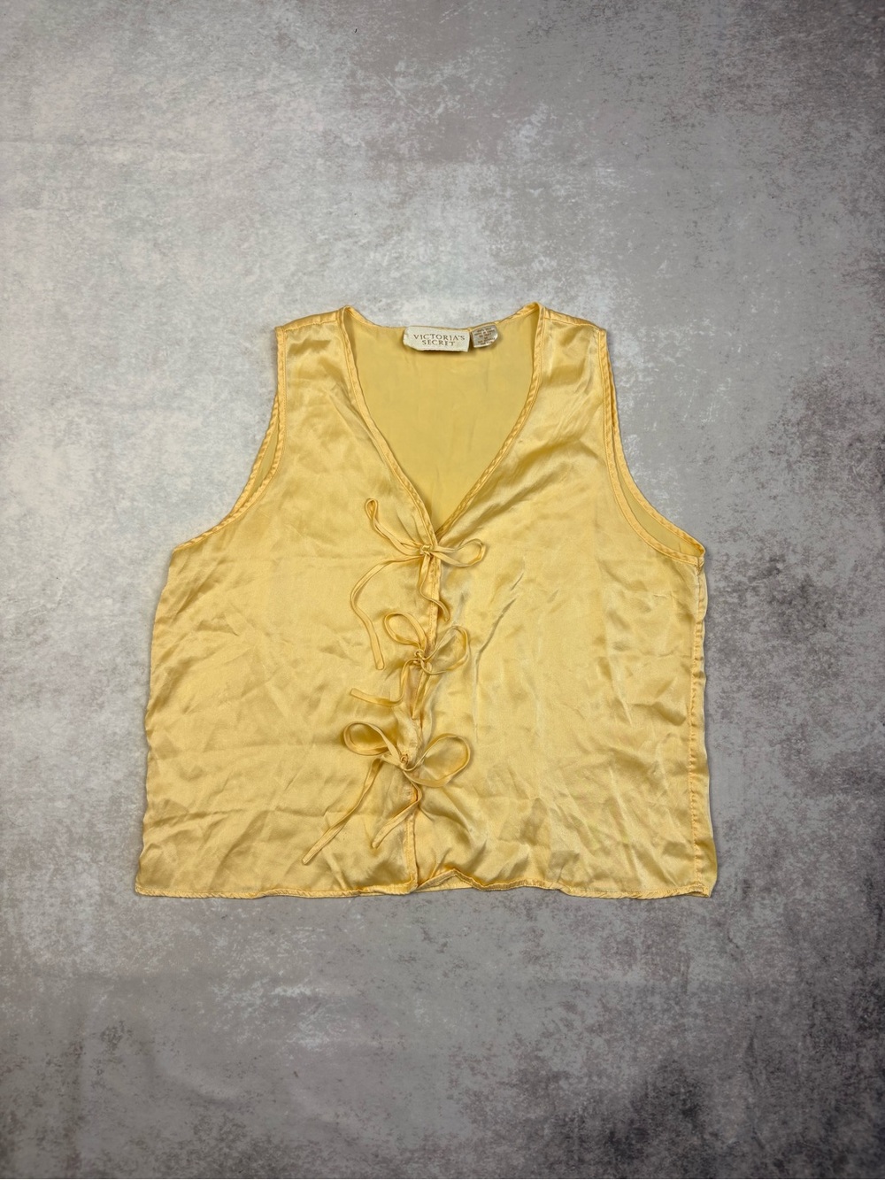 Vintage Victoria's Secret Butter Yellow 100% Silk Tie Top